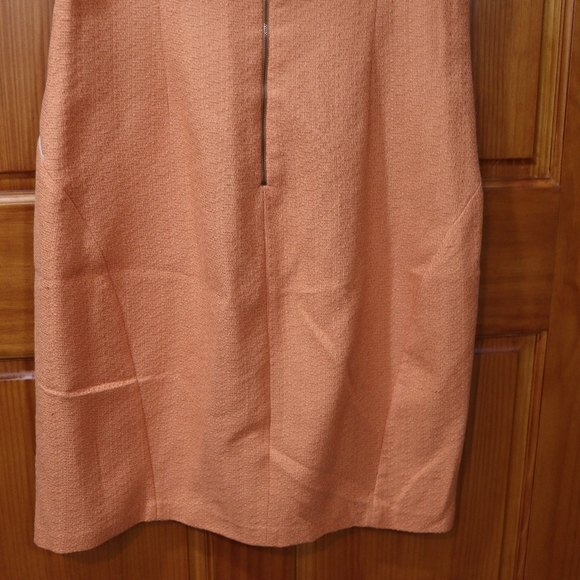 T Tahari Orange Tweed Textured Pencil Dress | Exposed Zipper Raw Edge Career 14 - Picture 2 of 13